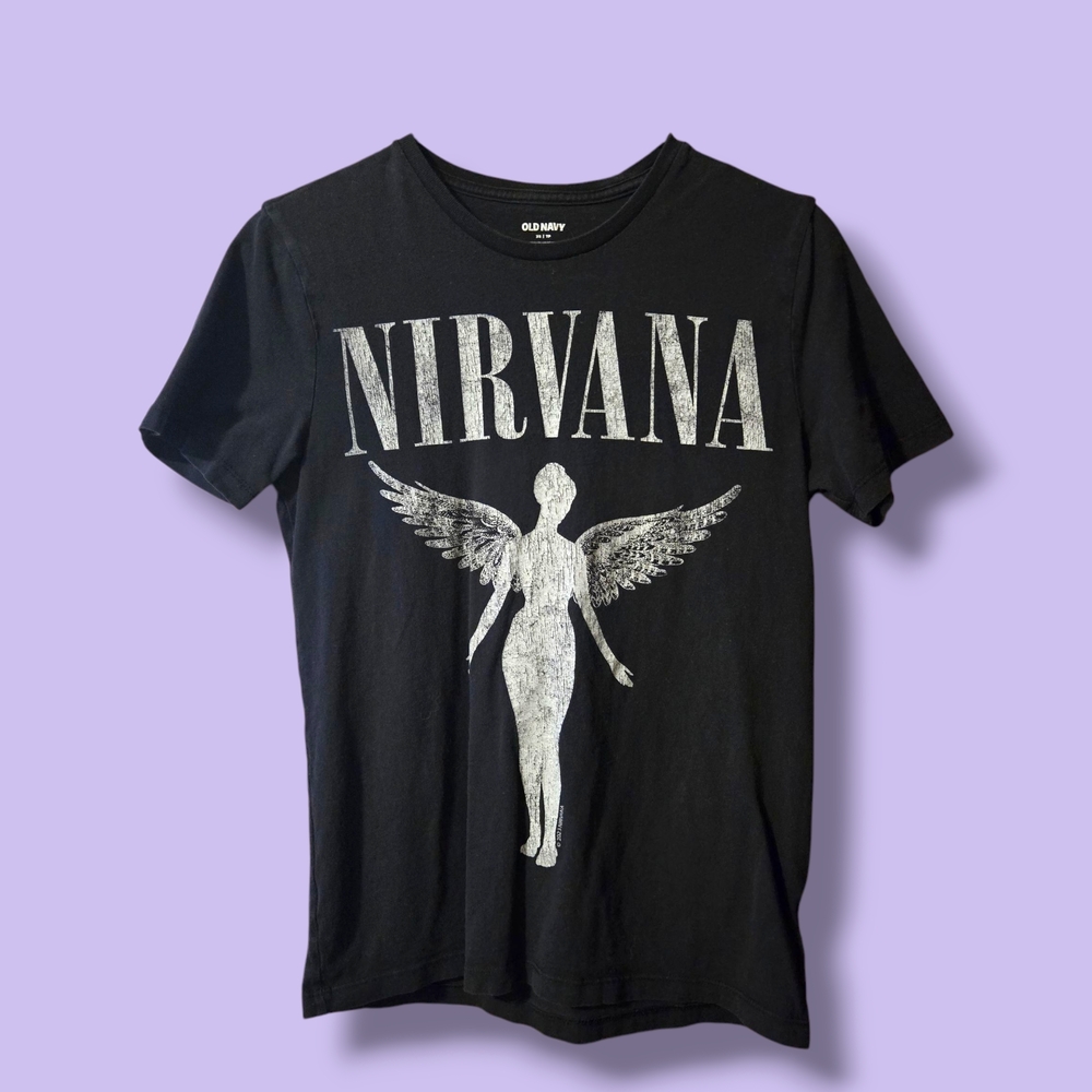 Old Navy Black Nirvana Angel Graphic Tee